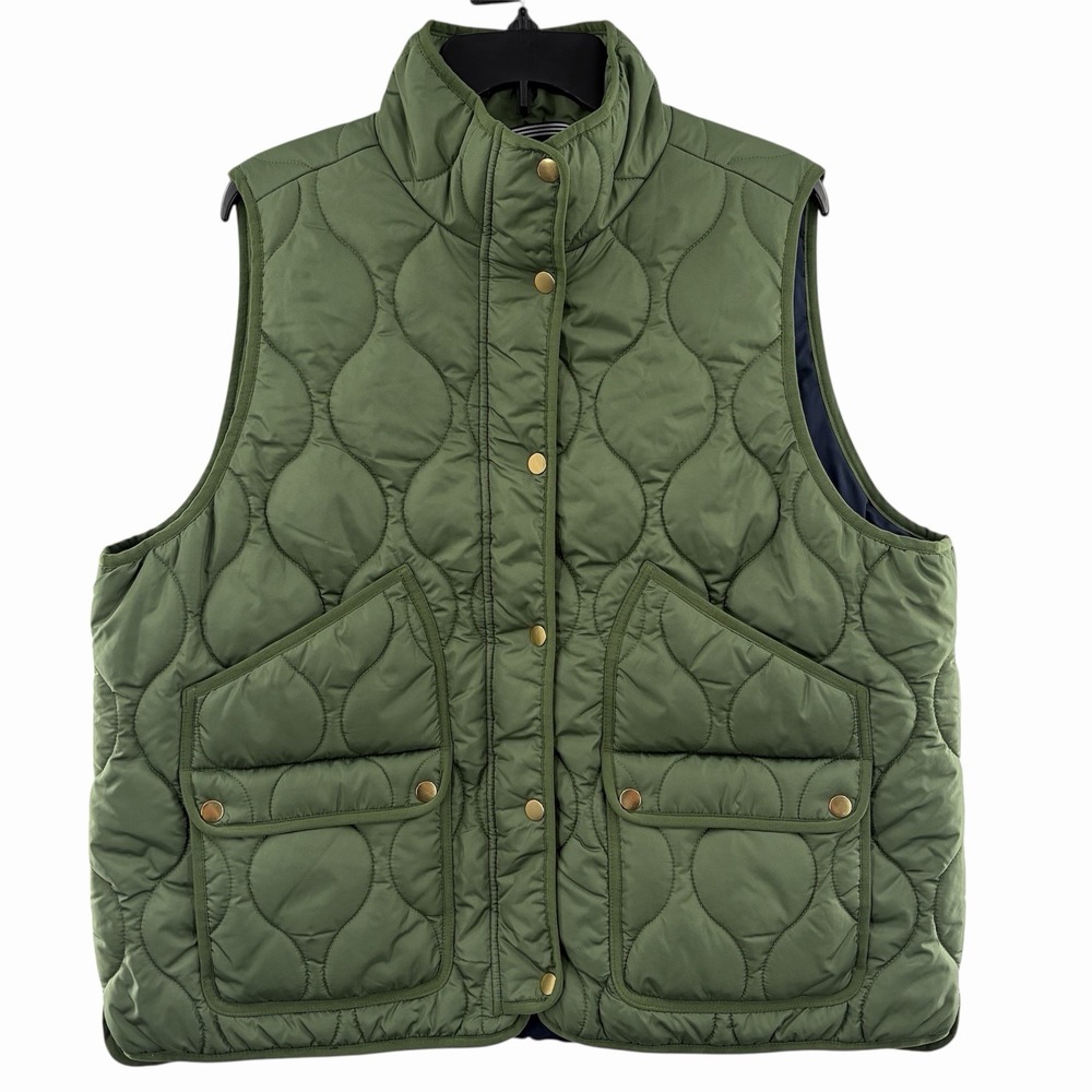 J.Crew Quilted Signature Puffer Vest Water‎ Repellent Outdoor Preppy Green Sz 2X